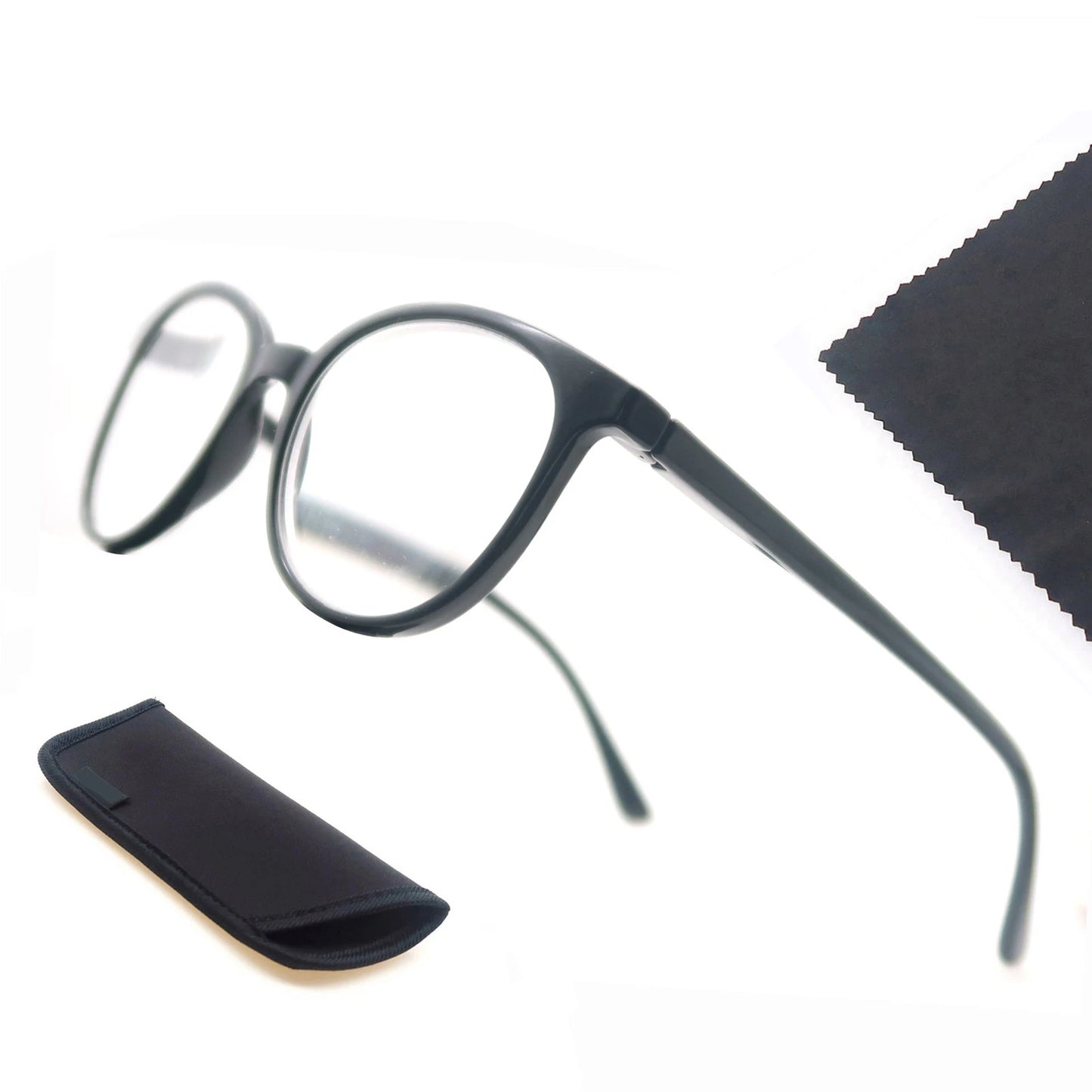 MODFANS Oversized vision Reading Glasses For Women and men,Classic Round Readers Frame with Spring Hinge, +0.5 ~ +4.0