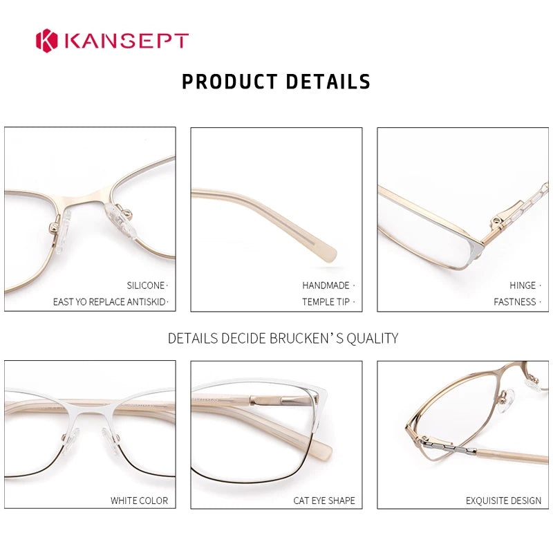 Metal Frame Classic Square Cat Eye reading Glasse Women Prescription Myopia Woman Glasses Clear Optical Frames Anti Blue 7554C3