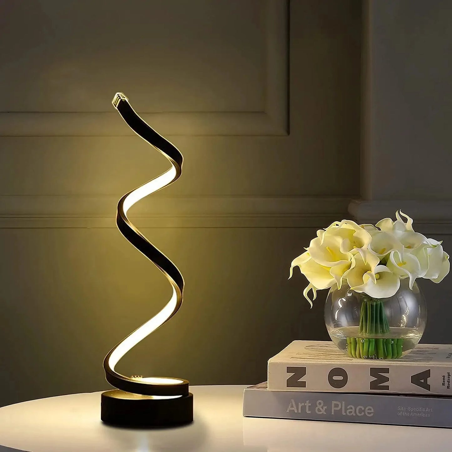 Table Lamps  Living Room,Modern Spiral Dimmable LED Table Lamp, Small Bedside Lamps, Nightstand Lamp  Bedroom Office Anime light