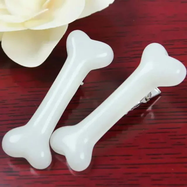 Fashion 2pcs Women Hair Clips Personality Cute Punk Style White Black Dog Bone Design Hairpin Head wear Styling Tool Luxury dog