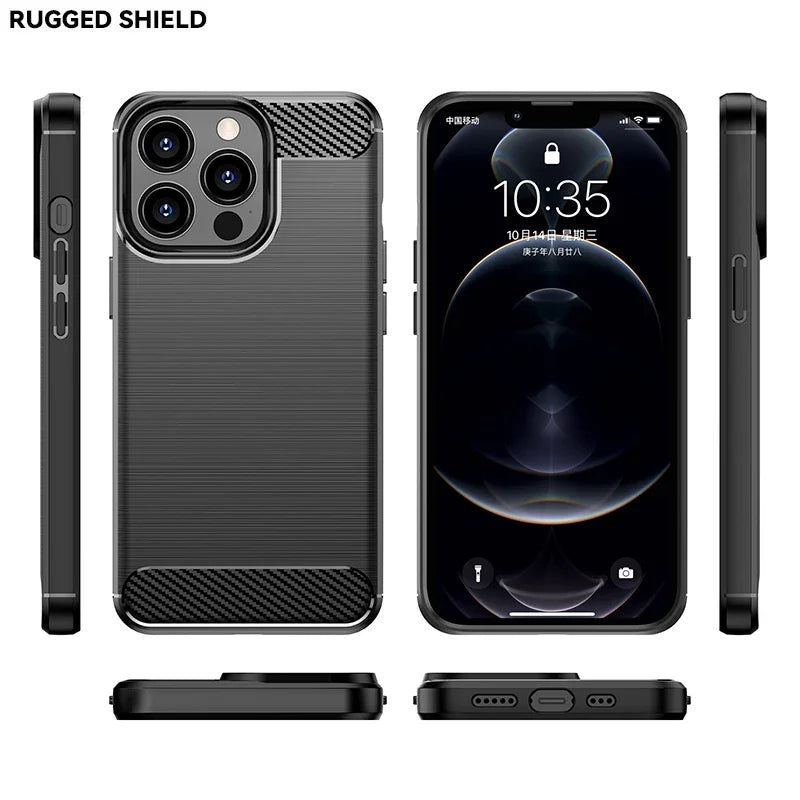 Carbon Fiber Silicone Frosted Case for iPhone 13/13 mini/13 Pro/13 Pro Max Soft Shockproof Anti fingerprint full package Cover