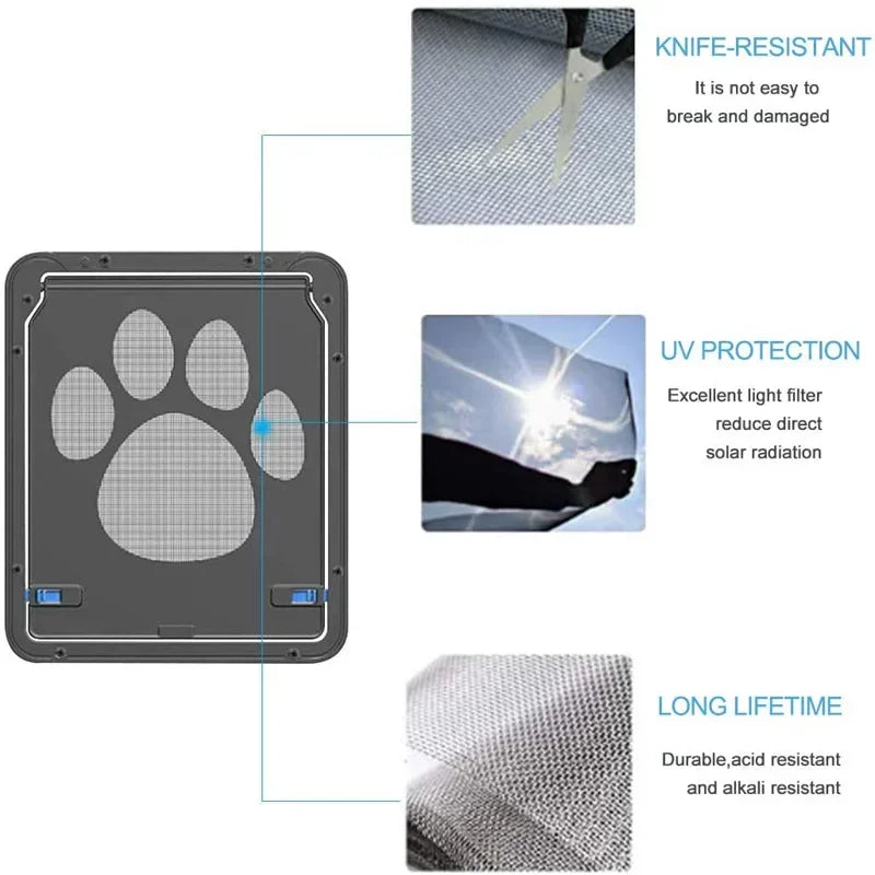 Dog Cat Door Lockable Magnetic Screen Outdoor Function Gates & Ramps Window Garden Tunnel Safety Self-Closing Flap Gate Pet Door