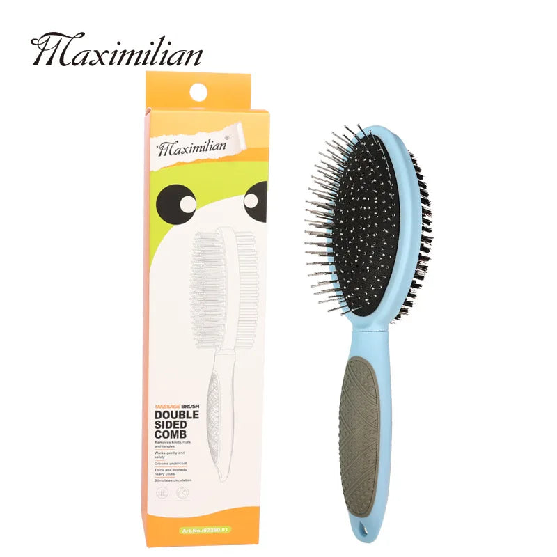 Pet double-sided comb bristle airbag massage needle comb cat and dog comb beauty comb hair removal brush pet supplies Lice Dog