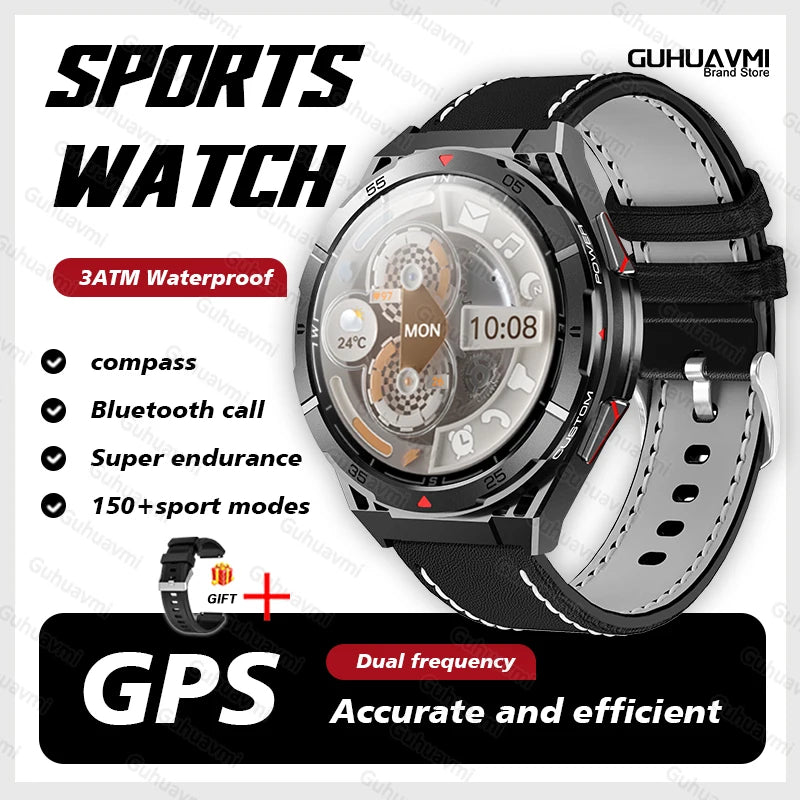 2025New for HUAEWI Military Grade GPS Smartwatch 150+Sport Mode BT Call 10ATM Waterproof Compass Health Monitoring for Men Watch