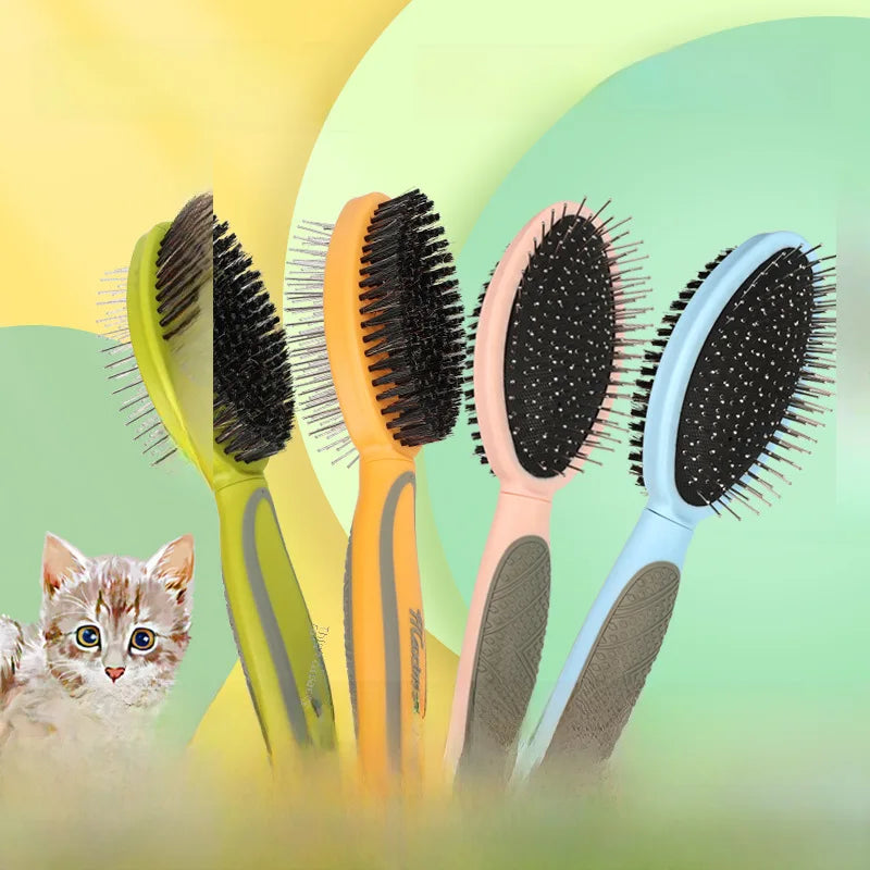 Pet double-sided comb bristle airbag massage needle comb cat and dog comb beauty comb hair removal brush pet supplies Lice Dog