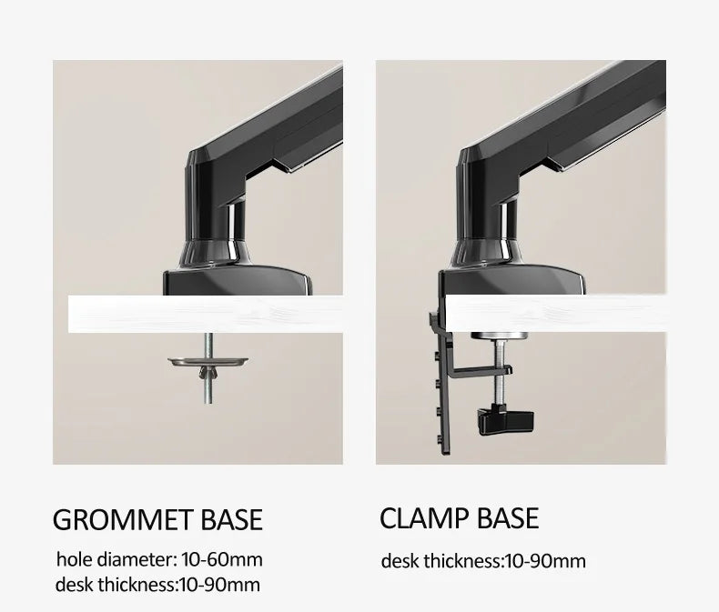 NB F80 + FP-2 full motion 360 rotate pivot 2-9kg gas spring arm 10"-17" laptop tray desktop stand clamp 10-90mm grommet hole