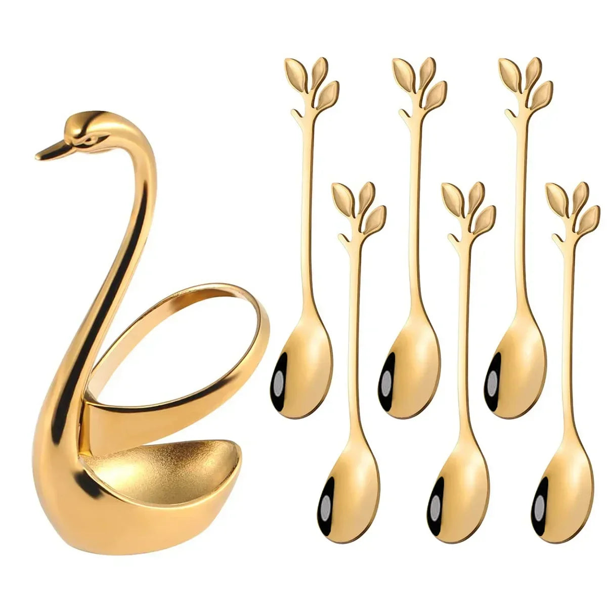 European Swan Tableware Holder Stainless Steel Spoon and Fork Base Elegant Utensil Stand Home Decor and Kitchen Organization