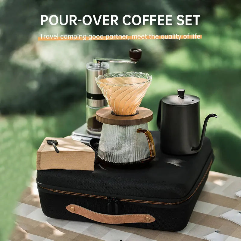 Portable Camping Manual Coffee Grinder Maker filter pot V600 Drip Pour Over Coffee Tea Sets With Travel Box Coffeeware Sets