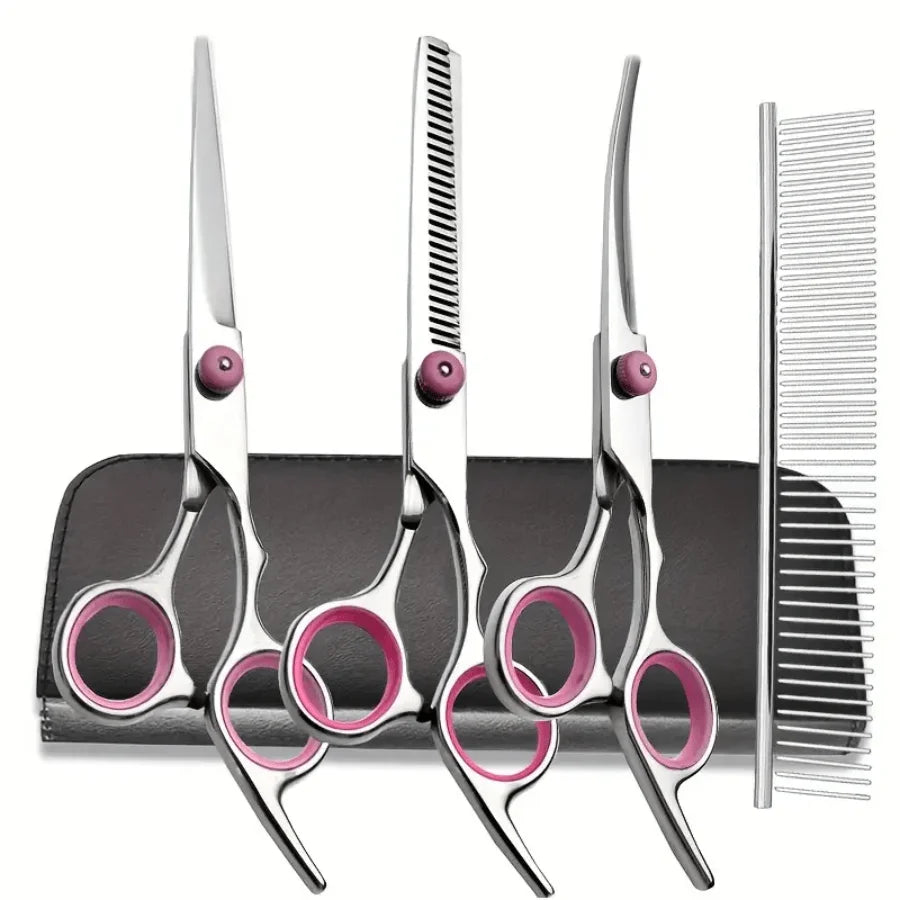 Dog Grooming Scissors Kit Professional Pet Cleaning And Grooming Tool Set- Safety Round Tip Stainless Steel hair scissors