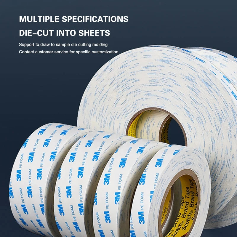 3M 10-50mmx3M Double-Sided Adhesive Strong Non-Trace Foam Tape High Temperature Resistant White Foam Double Sided Adhesive Tape