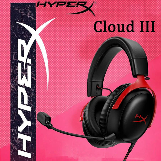 سماعة رأس سلكية للألعاب HyperX Cloud 3 III مع ميكروفون DTS Sound / تدعم برنامج HyperX سماعة رأس USB للألعاب للكمبيوتر الشخصي وPS وXbox وSwitch