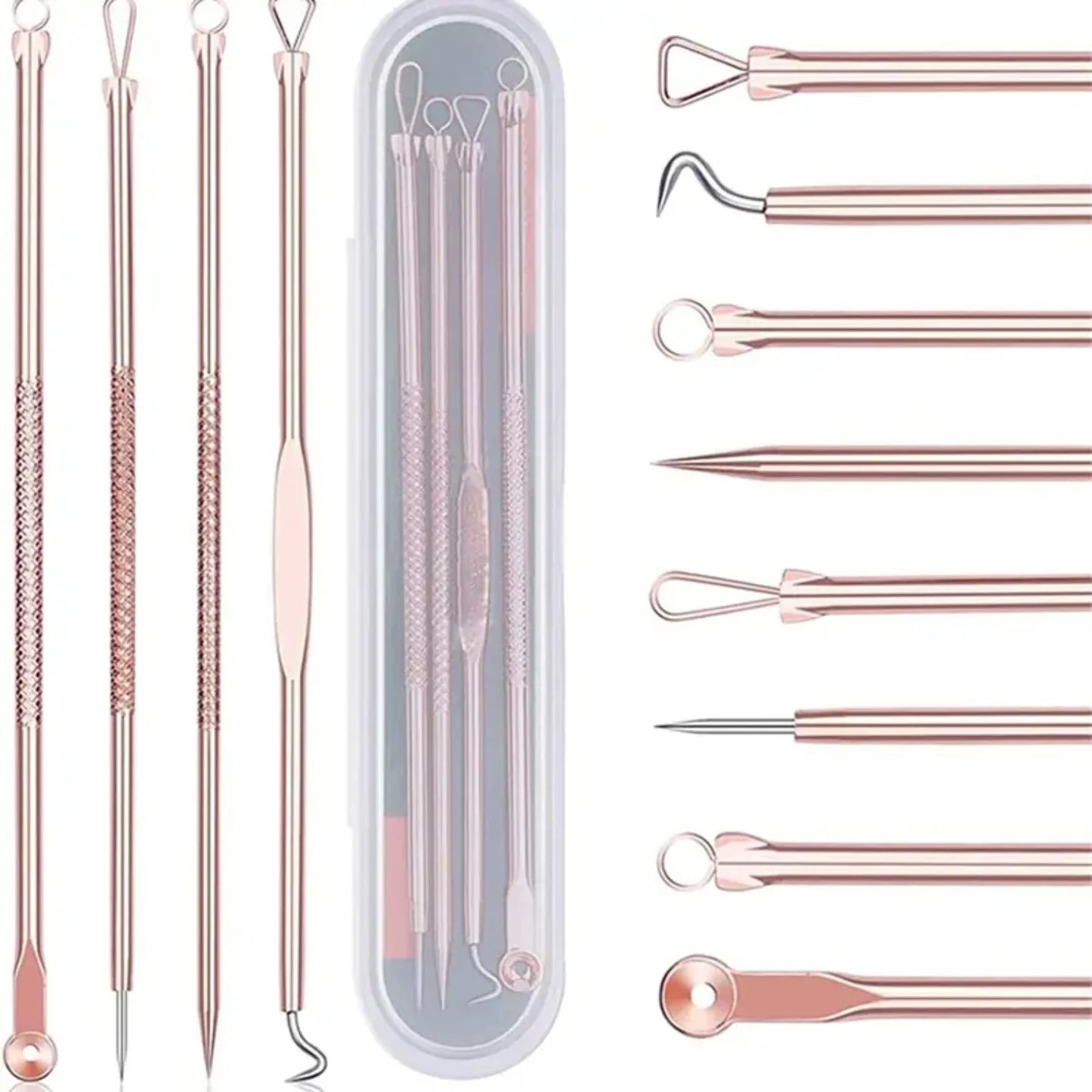 Glamorous High-Quality Professional 4 Piece Blackhead Squeezer Set - Gentle Acne Extractor Tweezer Kit for Clear Skin - Vibrant