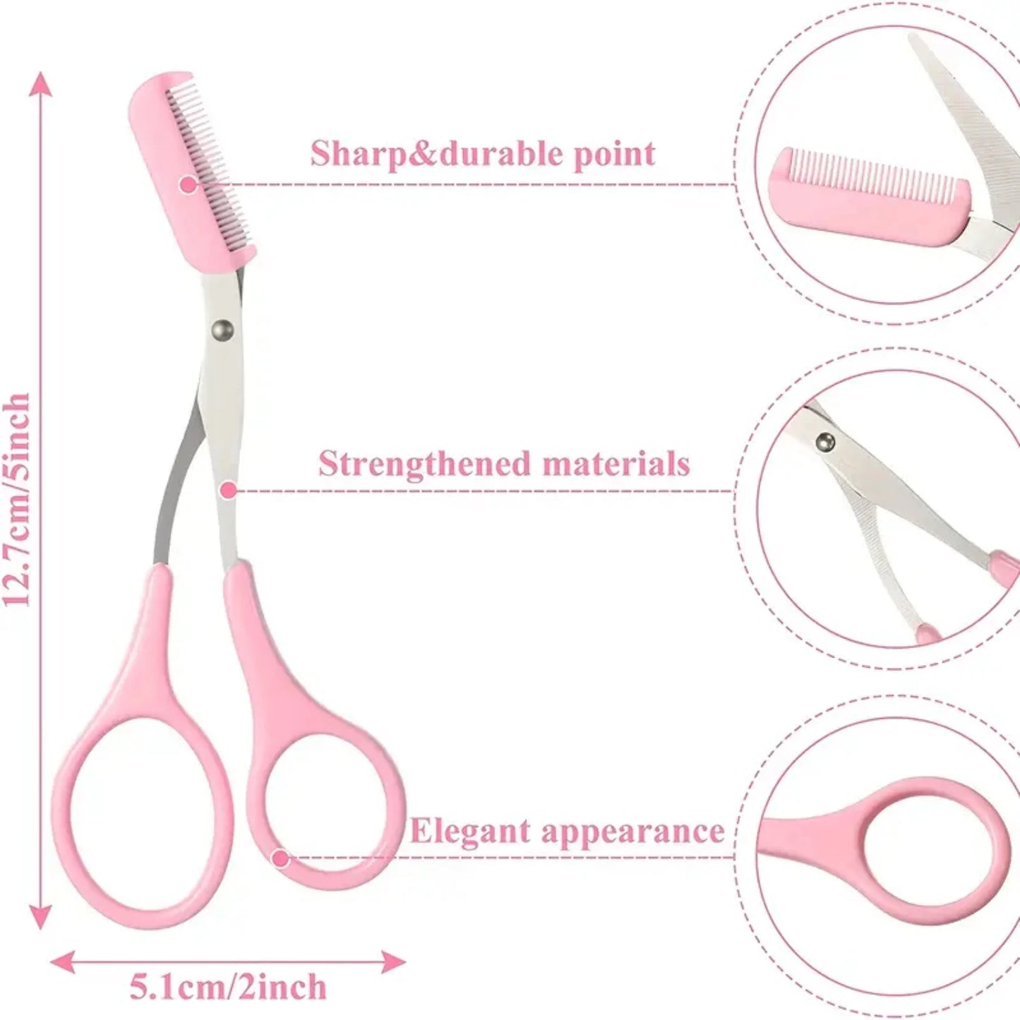 Eyebrow Trimmer Scissors with Comb for Women & Men  Shaping Cut Comb, Non-Slip Finger Grips - Beauty Accessory for Hair Removal