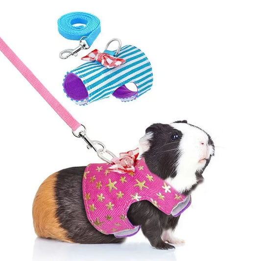 Rabbit Harness Vest Leash Set  Small Pet Hamster Ferret Guinea Pig Bunny Puppy Mesh Chest Strap Pet Supplies Hot Sell Cat leash