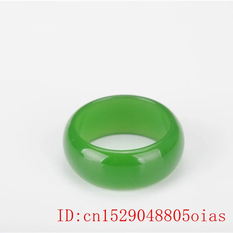 Natural Green Hetian Jade Ring Chinese Jasper Amulet Fashion Charm Jewelry Hand Carved Crafts Gifts for Women Men