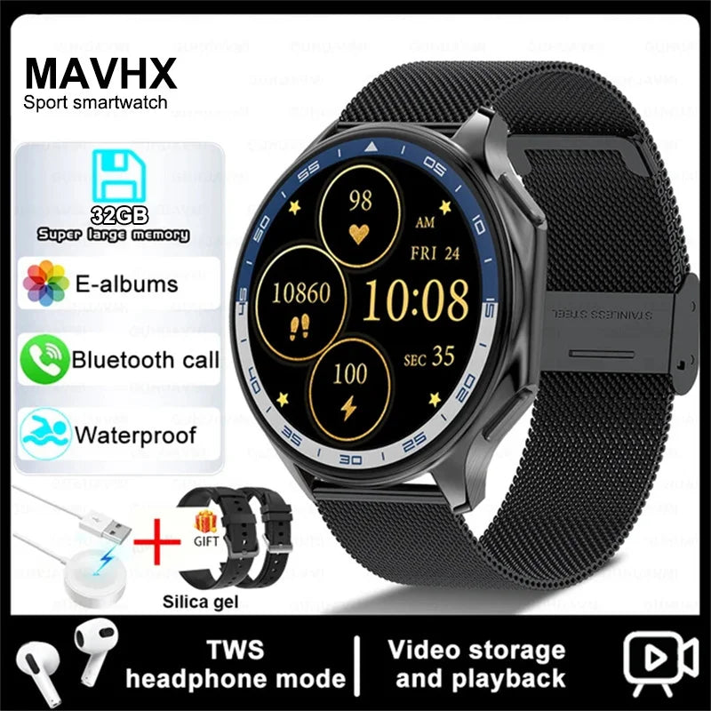 For Huawei Xiaomi New 32G RAM Memory Smart Watch Men 1.43 inch Local Heart Rate Bluetooth Call AMOLED 466*466 HD SmartWatch Man