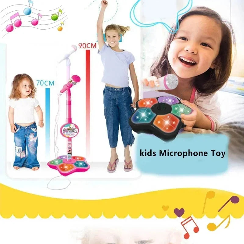 Kids Microphone Stand Karaoke Mic Speaker With Lights Music Instrument Toys Singing Machine Birthday Gift For Girl Boy