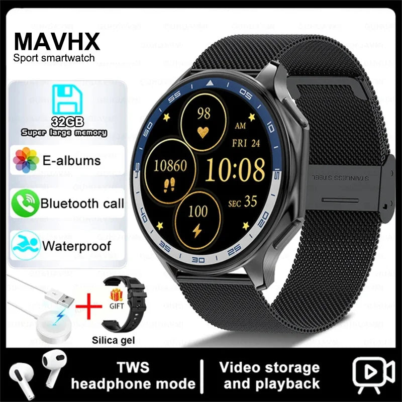 For Huawei Xiaomi New 32G RAM Memory Smart Watch Men 1.43 inch Local Heart Rate Bluetooth Call AMOLED 466*466 HD SmartWatch Man