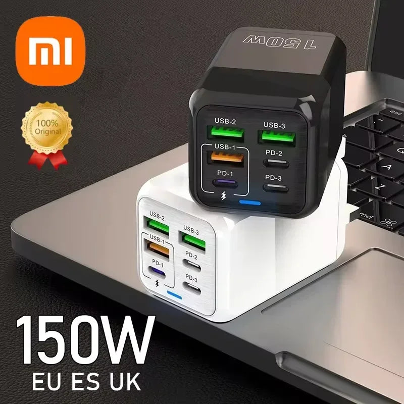 Xiaomi 150W Super Fast Charger USB Type-C 6Ports Quick Charging USB Phone Charger Adapter For iPhone Samsung Xiaomi Wall Charger