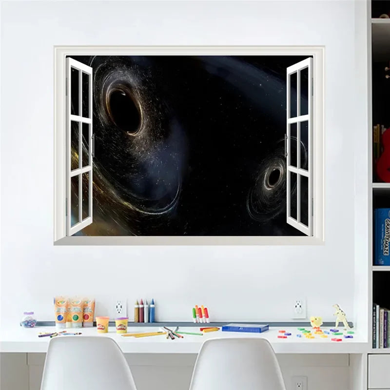 Black Hole Nebula Planet Star Wall Stickers For  Room Decoration Vivid 3d Space Theme Mural Art Diy  Decal Pvc Poster