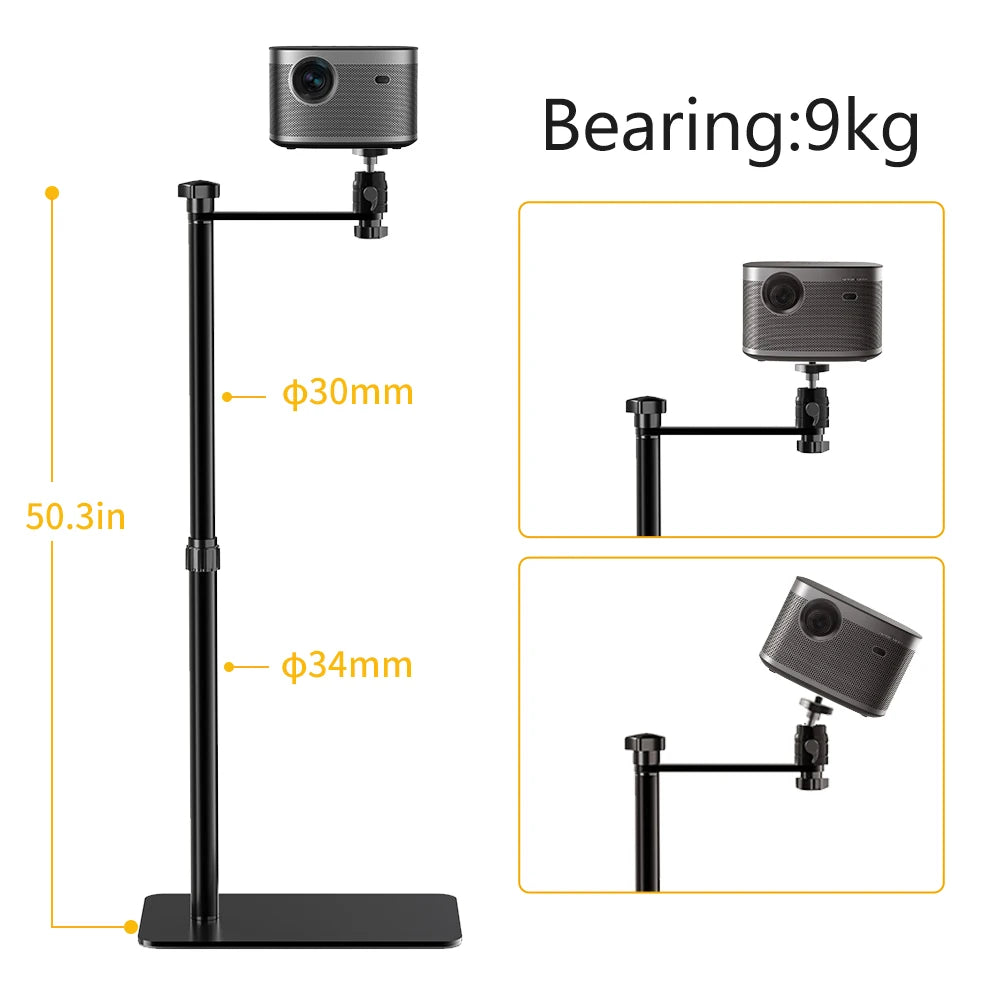 Ceiling/Floor Projector Support Stand Metal Holder Multi-angle Adjustable 360 ° Rotating Projector Bracket Film Video Projector