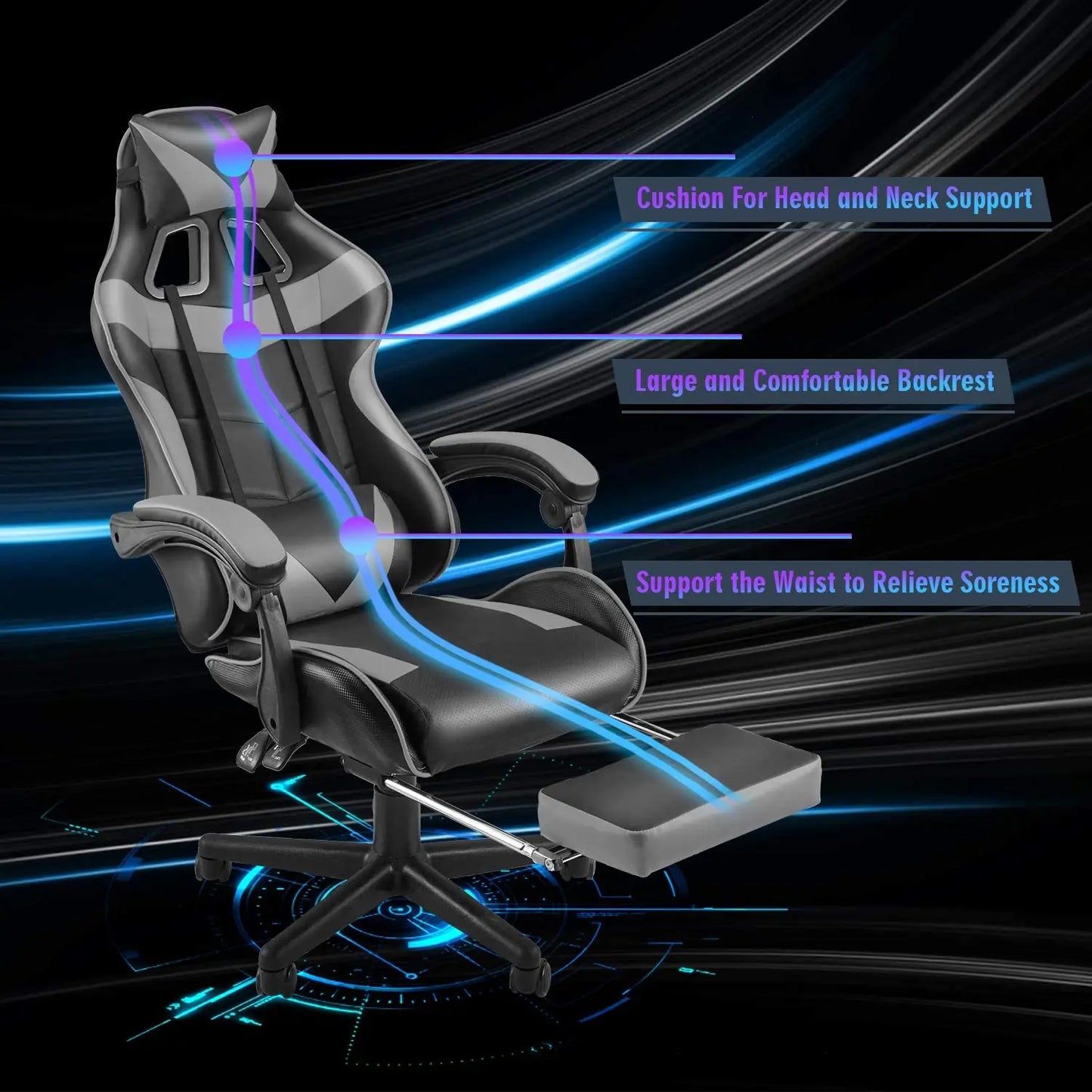 Game Office Chair Adjustable High Back Leather Computer Chair