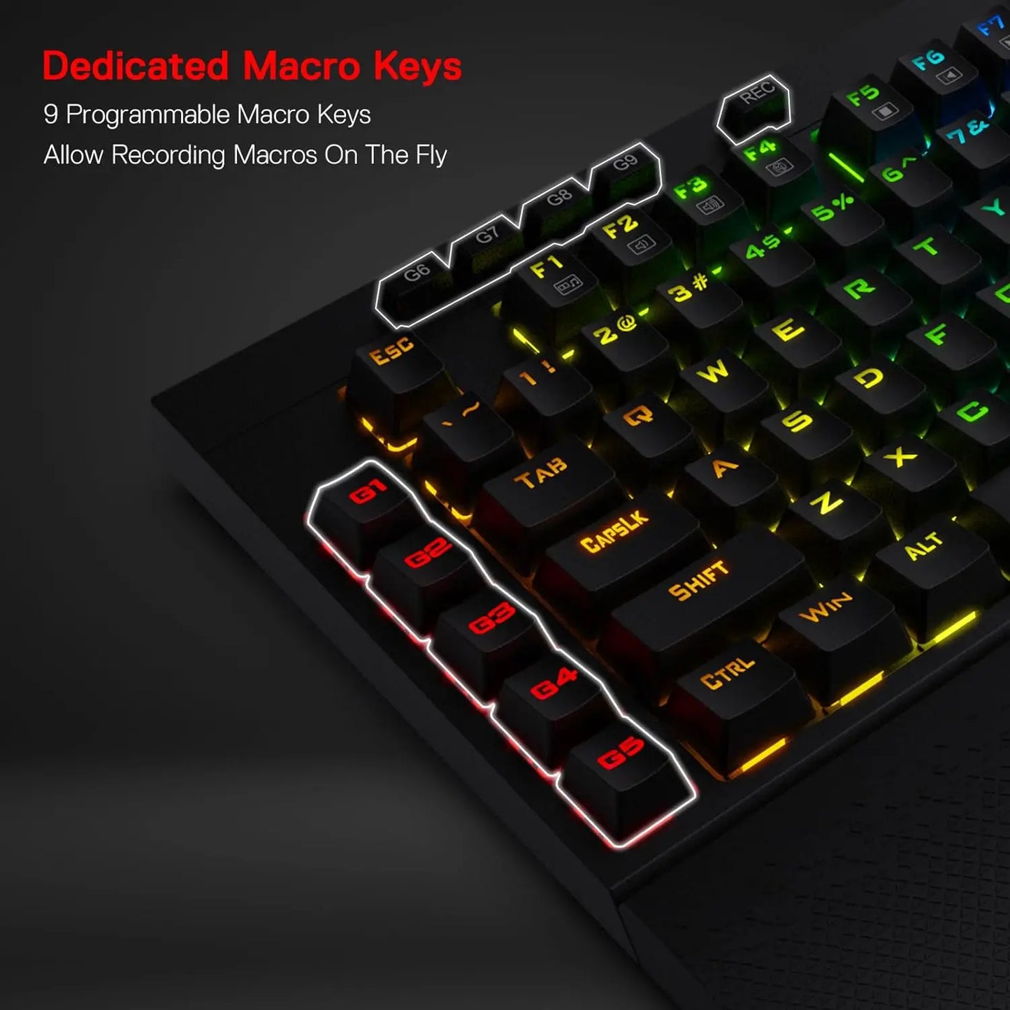 Redragon K596 Wired RGB Mechanical Gaming Keyboard, 87 Keys TKL Compact Keyboard Wrist Rest, Red Switches