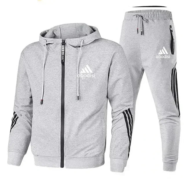 2025 Purchase new fashion sports men's zipper hoodie and casual sweatpants two-piece sweatshirt men's outdoor travel suit set