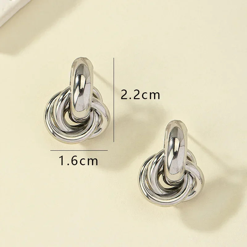 Gold SIlver Color Knot Hoop Earring for Women Fashion Shiny Plating Trendy Twist Stud Earring Stud Cute Daily Wear Jewelry