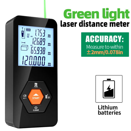 جهاز قياس المسافات الرقمي Aicevoos Green Light Laser Rangemometer 50M70M100M120M بشعاع ليزر أخضر شريط قياس ليزر Trena Roulette