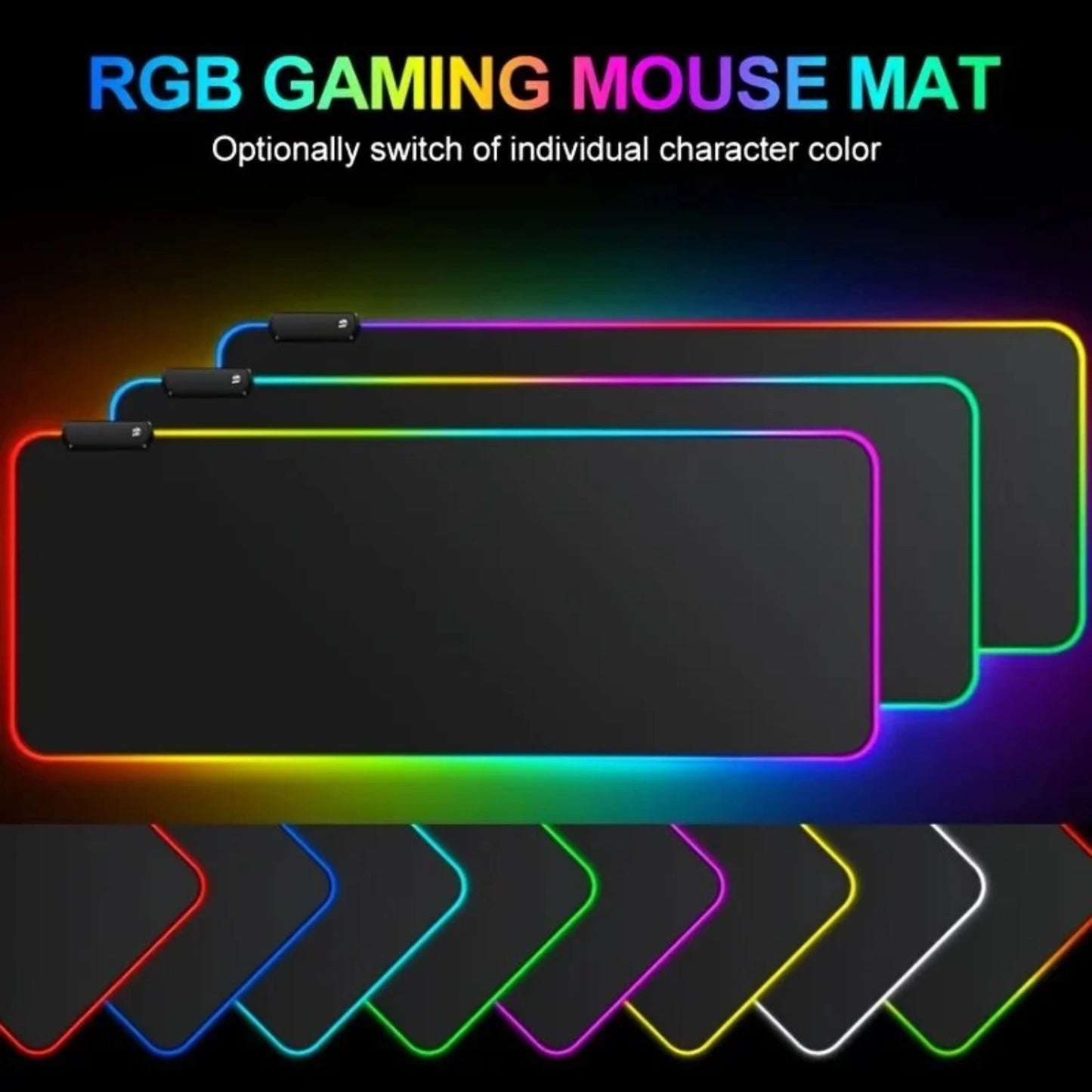 1 Pcs Large Gaming Mouse Pad Light Modes Touch Control Extended Soft Computer Keyboard Mat Non-Slip Rubber Base Mouse pad xl B