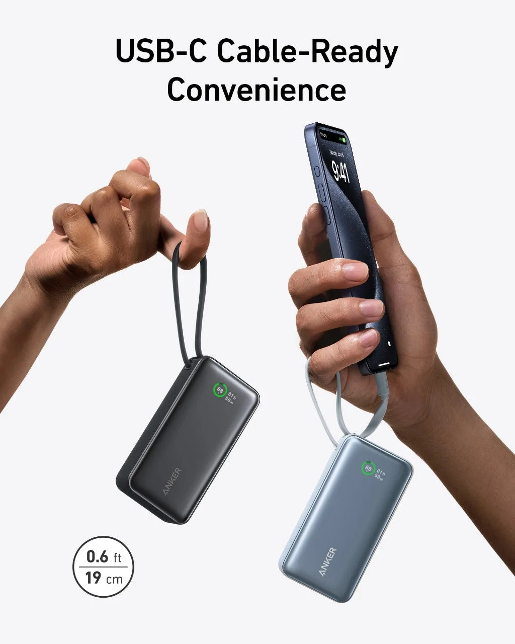 Anker Nano Power Bank 10000mAh PD 30W Spare Battery Portable Power Bank 10K Portable Charger with USB-C Cable for iPhone 15