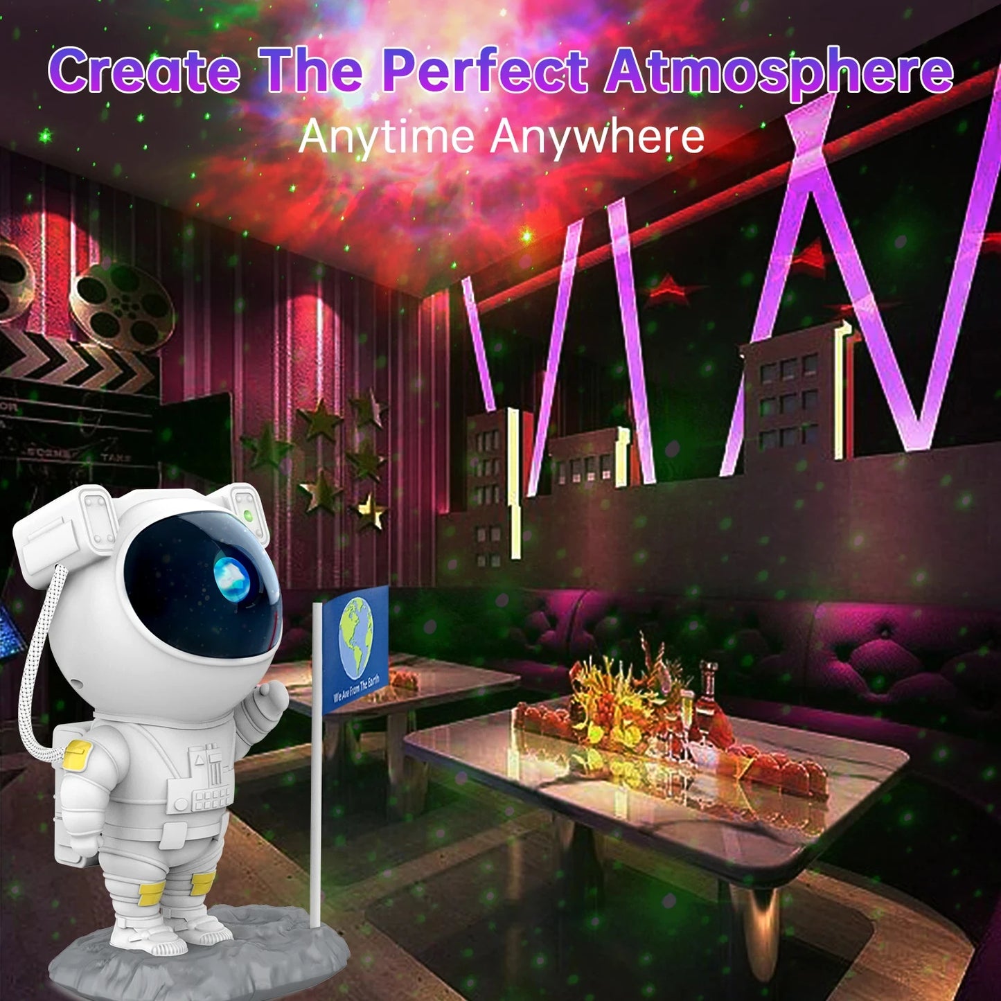 Astronaut Projector with Bluetooth Music Speaker App Control Timer Nebula Star Space Projector Night Light   Gift Small lamp Dad