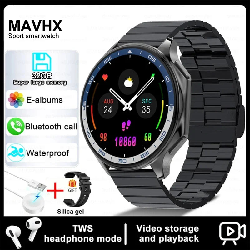 For Huawei Xiaomi New 32G RAM Memory Smart Watch Men 1.43 inch Local Heart Rate Bluetooth Call AMOLED 466*466 HD SmartWatch Man