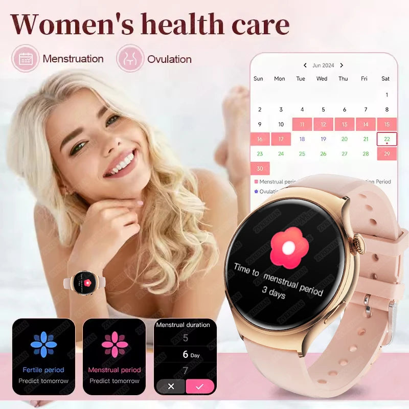 New For Huawei Mini 4 NFC Smart Watch Women Men GPS Tracker 1.27inch AMOLED Screen Health monitor Bluetooth Call Lady Smartwatch