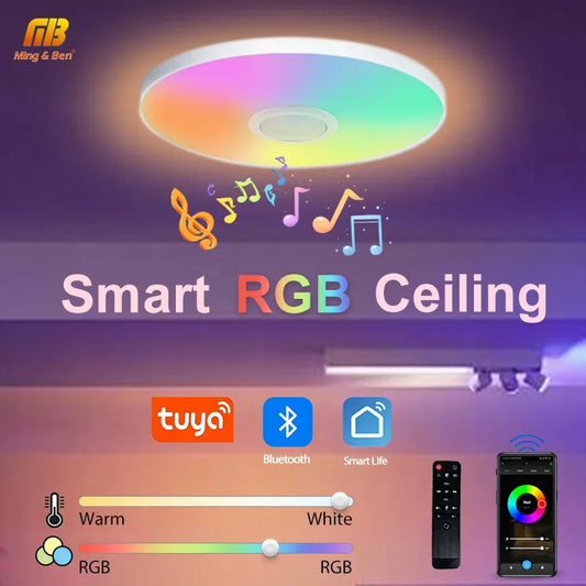 Speaker Ceiling Light LED Lamp 30W 36W 220V APP TUYA Remote Control Play Music Audio Home Appliance Luster Indoor Decoration Led