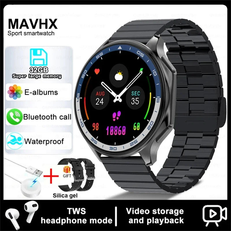 For Huawei Xiaomi New 32G RAM Memory Smart Watch Men 1.43 inch Local Heart Rate Bluetooth Call AMOLED 466*466 HD SmartWatch Man