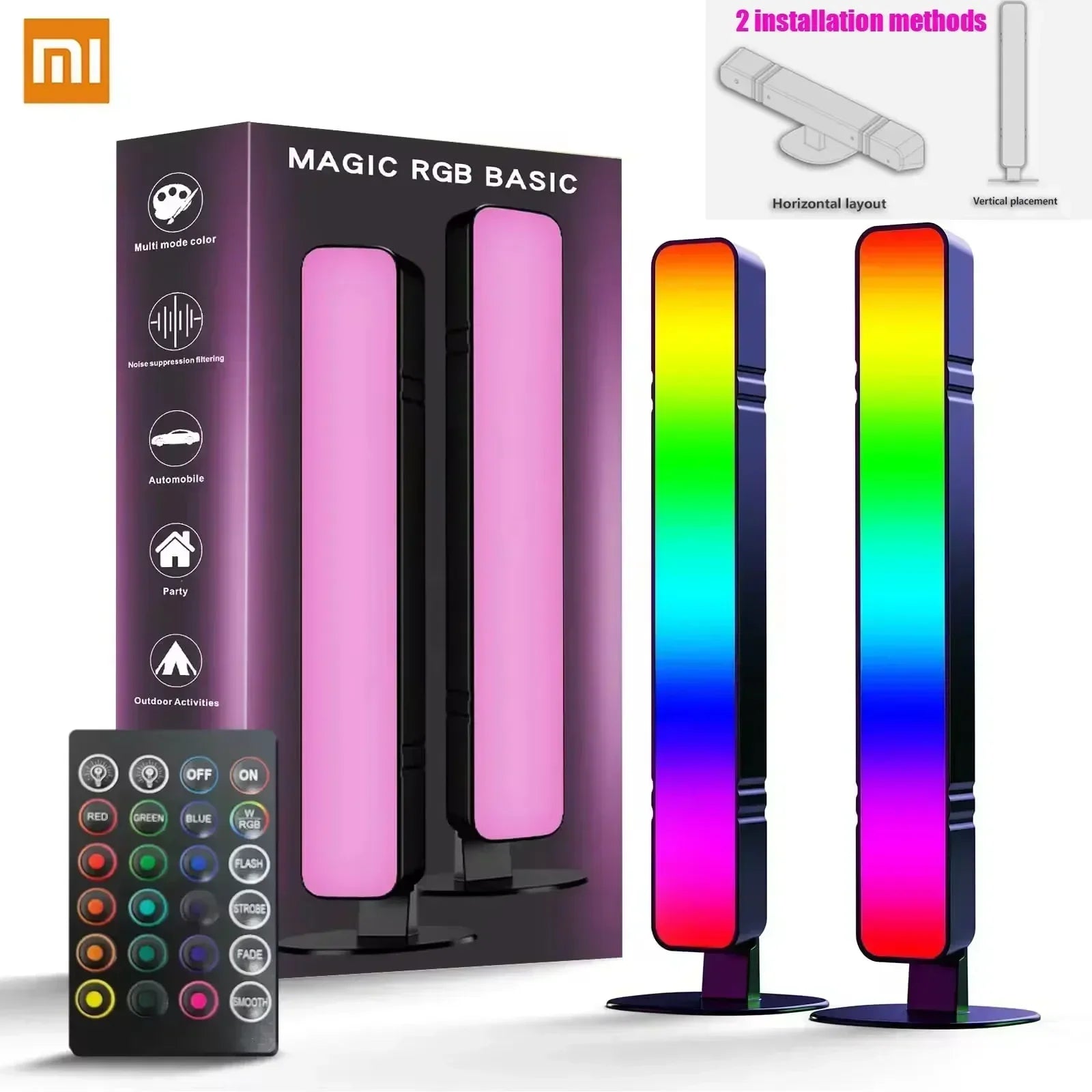 مصباح ليلي من Xiaomi RGB Pickup مزود بإضاءة إيقاعية موسيقية للألعاب ومنفذ USB ومصباح طاولة LED وجهاز تحكم عن بعد وديكور للألعاب وهدية للأطفال