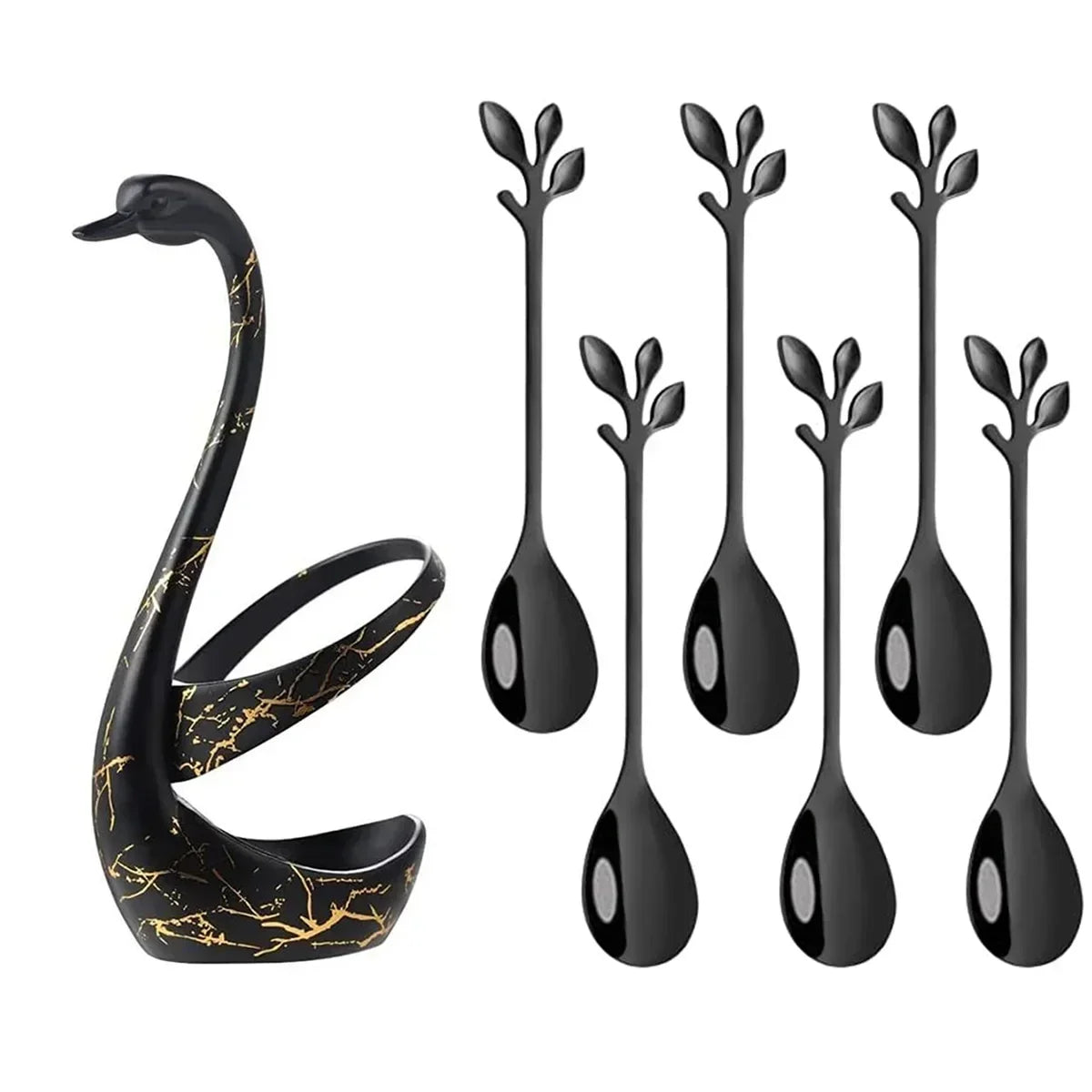 European Swan Tableware Holder Stainless Steel Spoon and Fork Base Elegant Utensil Stand Home Decor and Kitchen Organization