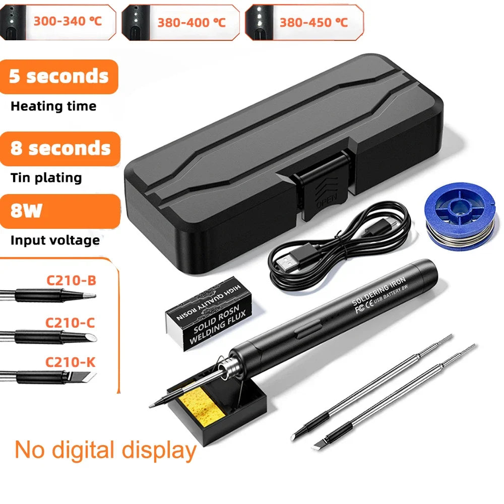 1000mAh USB LED Digital Electric Soldering Iron Kit Mini Cordless Adjustable Temperature 300-450℃ Smart Welding Solder Tool Ts