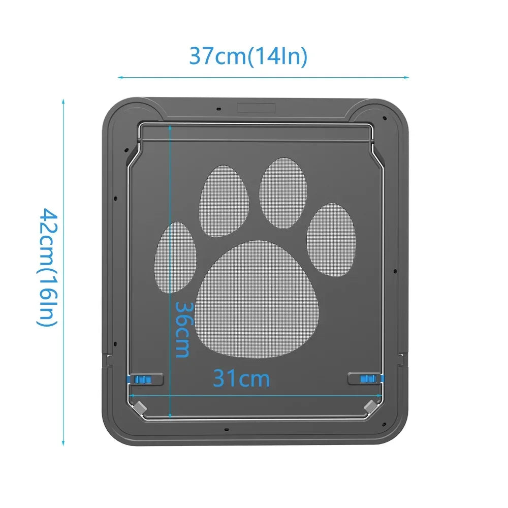 Dog Cat Door Lockable Magnetic Screen Outdoor Function Gates & Ramps Window Garden Tunnel Safety Self-Closing Flap Gate Pet Door