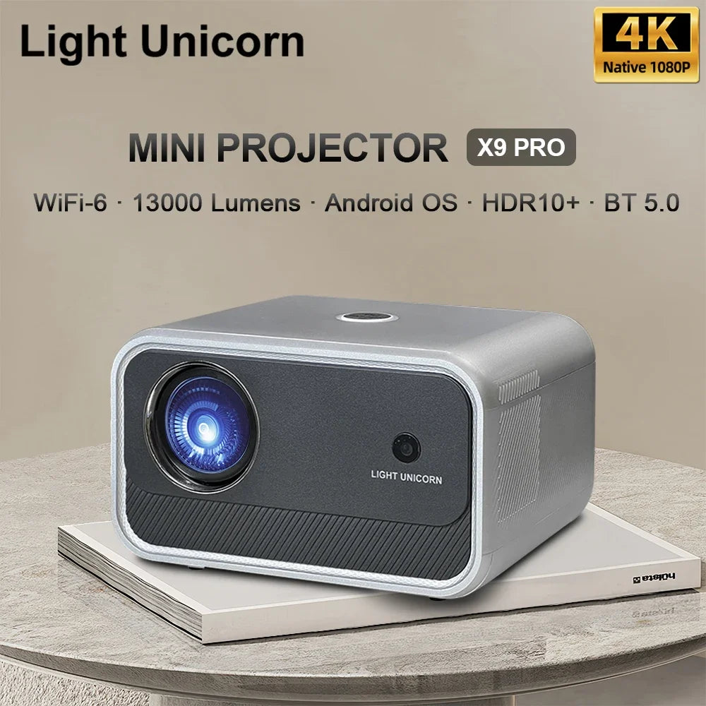 Light Unicorn X9 PRO Full Hd 1080P 4K Projector Android Wif6 Mini Portable Native 1920✖1080P Video HDR Home Theater TV Beam