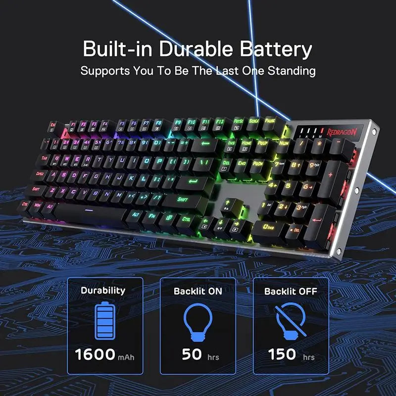 Redragon K556 PRO Upgraded Wireless RGB Gaming BT/2.4Ghz Tri-Mode Mechanical Hot-Swap Linear Quiet Red Switch Keyboard