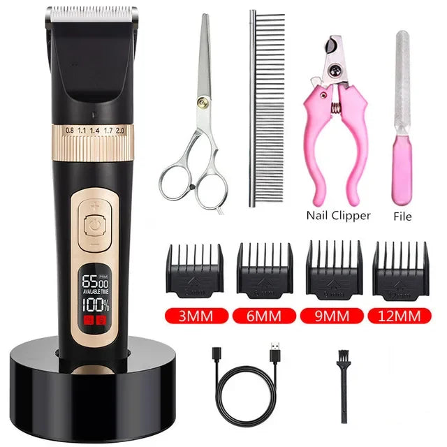 4 Speed Dog Clipper Rechargeable Pet Grooming and Care Power Display Dogs Hair Cutting Machine Professional Dog Hair Trimmer Pet