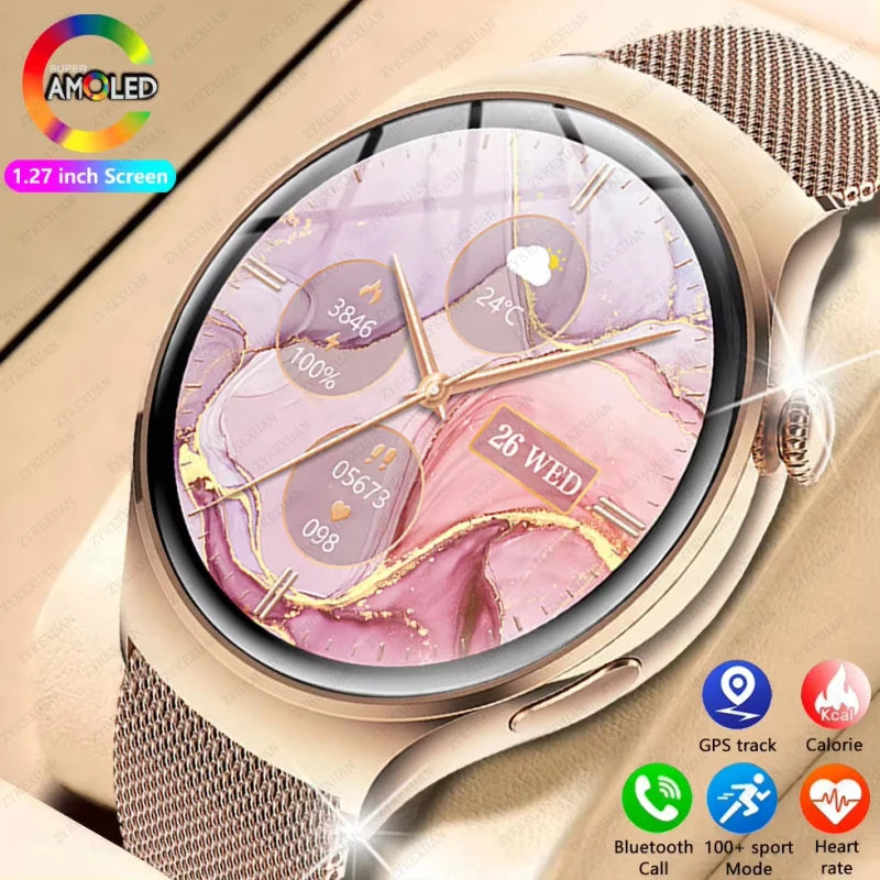 New For Huawei Mini 4 NFC Smart Watch Women Men GPS Tracker 1.27inch AMOLED Screen Health monitor Bluetooth Call Lady Smartwatch