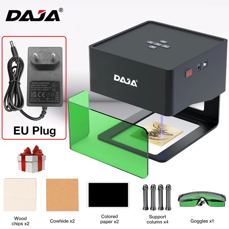 DAJA DJ6 Mini Portable Laser Engraver Diy Bluetooth Machine Painted Dog Tag Paper Leather Wooden Plastic Logo CNC Machine