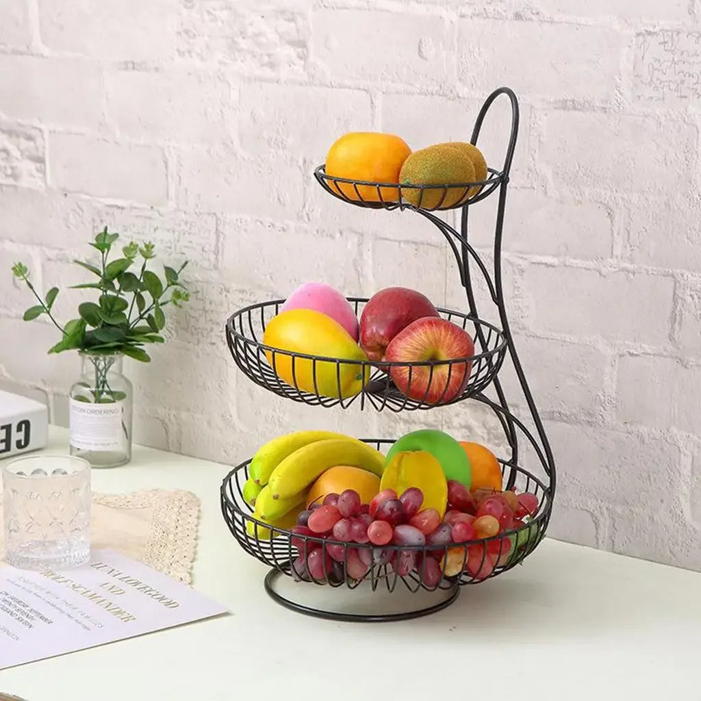 2/3-Tier Decorative Fruit Basket Vegetable Bread Holder  Organizer Wicker basket Foldable crate Picknick basket Cesto mimbre Gym