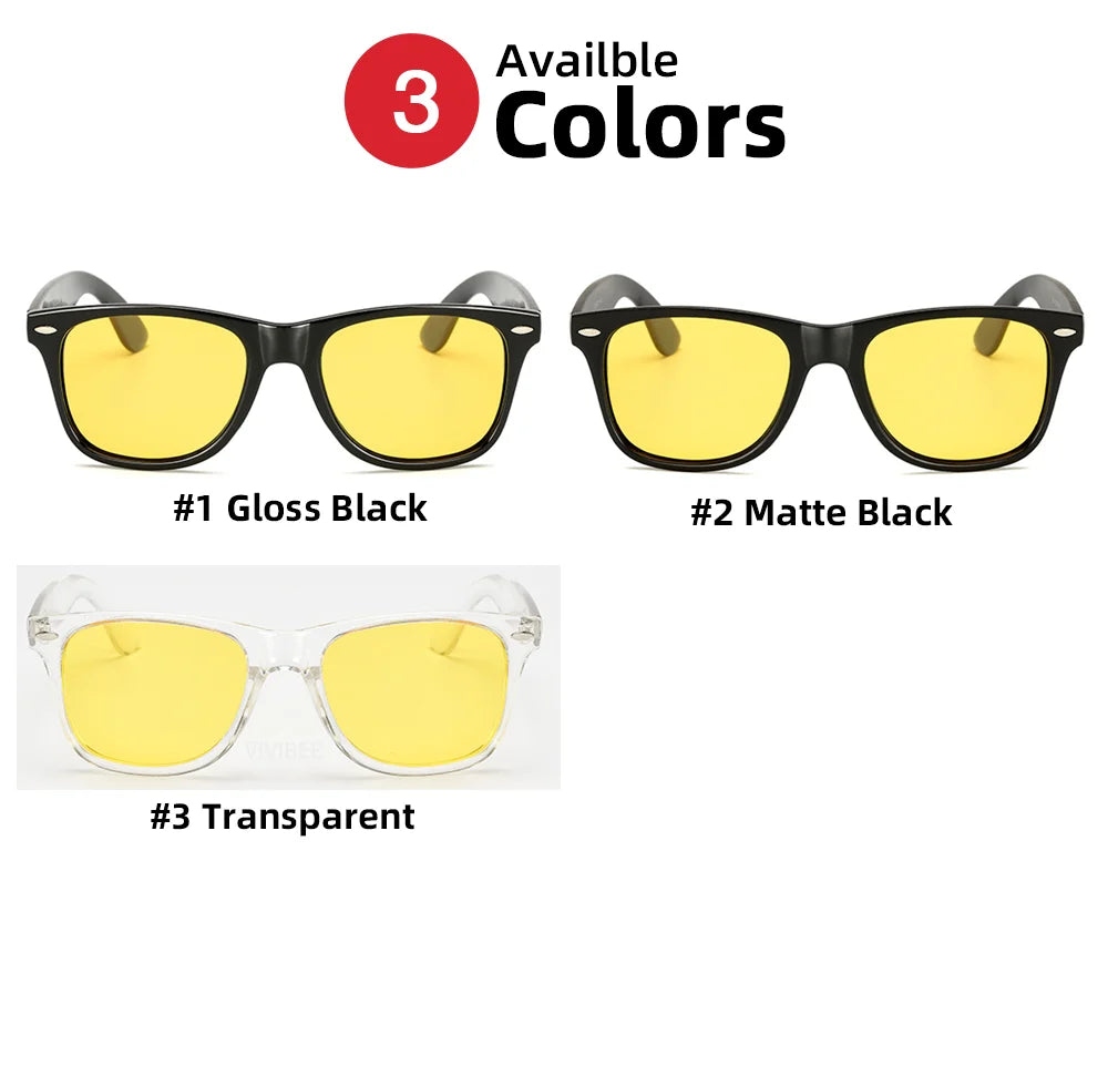 VIVIBEE Classic Night Vision Glasses Men Square Polarized Lenses UV400 Yellow Sunglasses for Women 2025 Driving Goggles