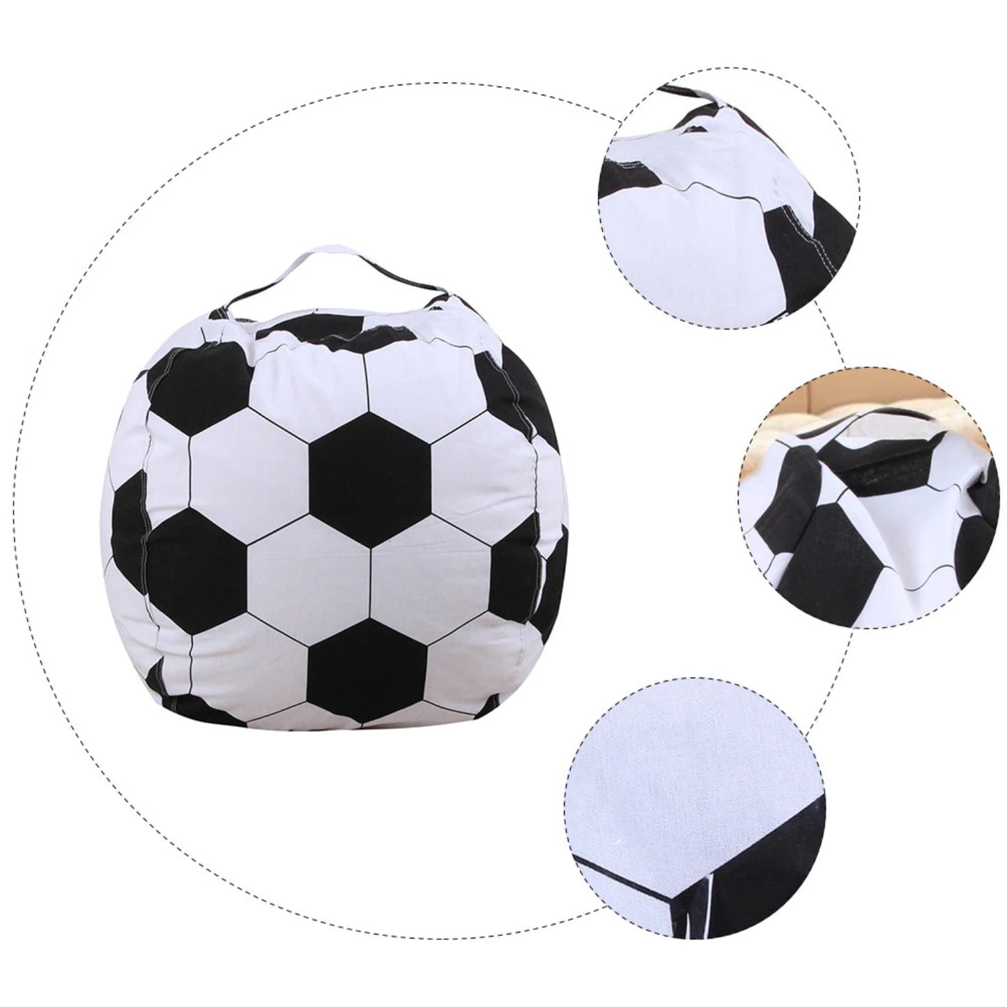 Cozy Soft Plush Football Bean Bag Chair Cover - Comfy Stuffed Animal Toy Organizer Beanbag for Kids - Essential Playroom Collect