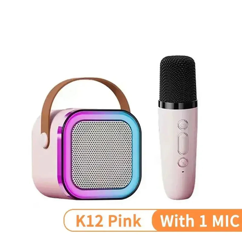 K12 karaoke machine with 1-2 wireless microphones portable 5.3 PA Bluetooth speaker system RGB lights audio home KTV kid gifts